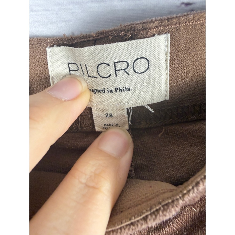 Pilcro Velvet Flare Pants Brown Wide Leg Y2K Boho - Picture 3 of 5